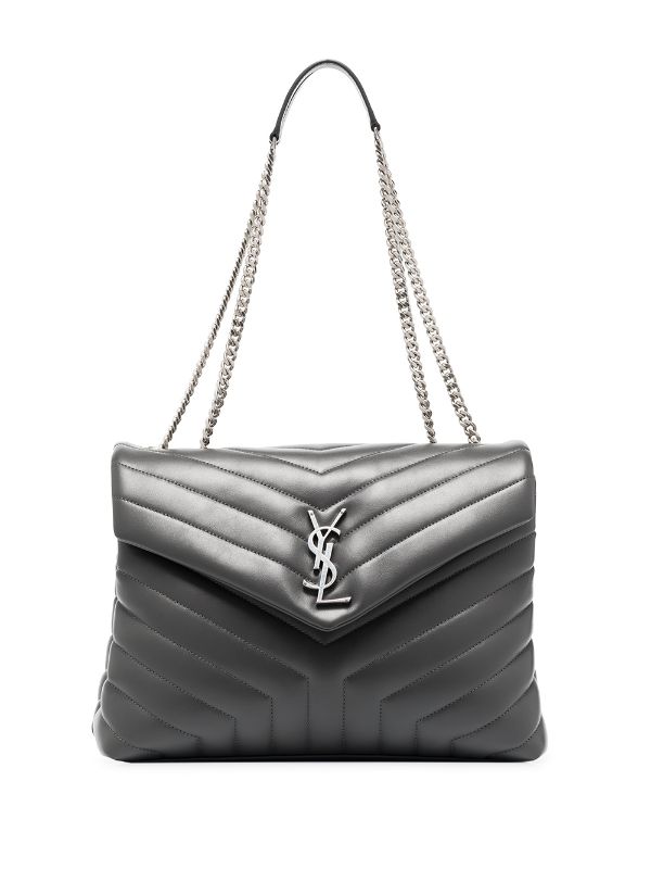 Saint Laurent Loulou Small Leather Shoulder Bag, Shoulder Bag, Grey - Dark Grey