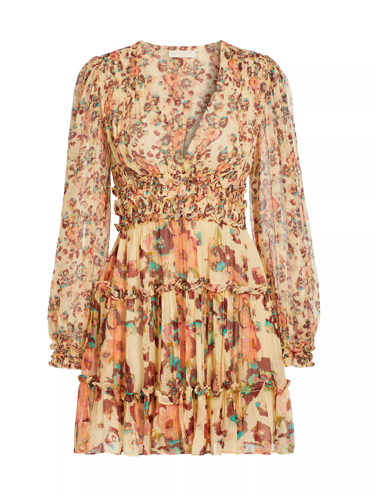 Ulla Johnson  Lya Watercolor Floral Crinkle Chiffon Dress