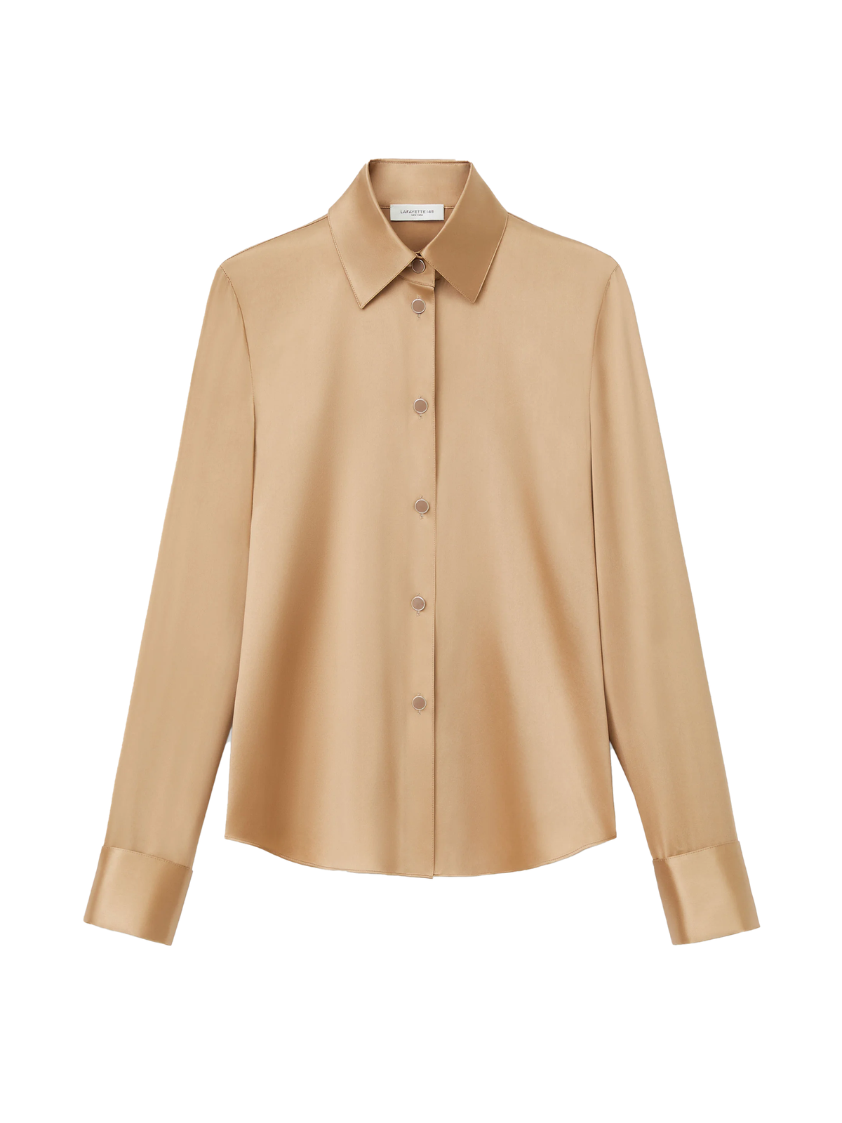 Lafayette 148 Silk Charmeuse Button Front Slim Blouse