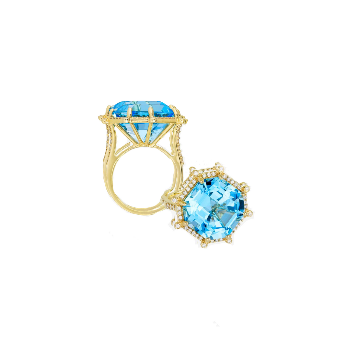 Goshwara Queen Octagon Blue Topaz Ring