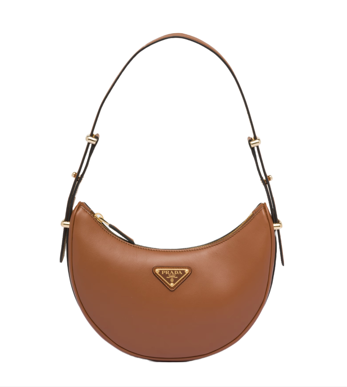 PRADA Metal Closure Top Handle Saffiano Leather Handbag Brown