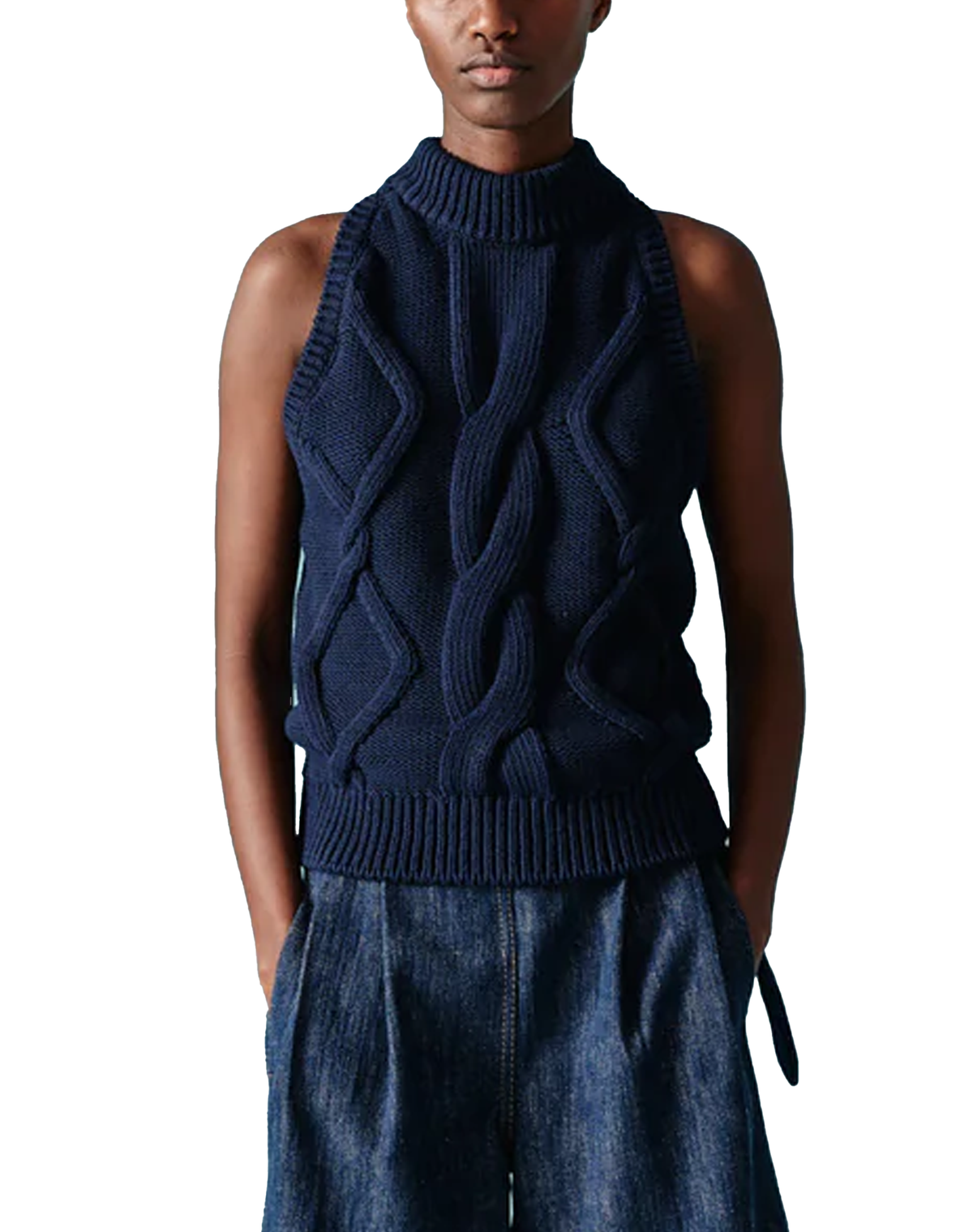 AKRIS punto Chunky Cotton Cable Knit Top