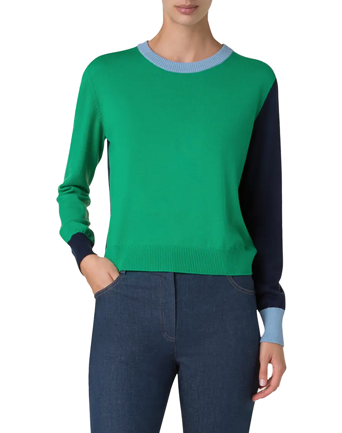 AKRIS punto Colorblock Wool Sweater