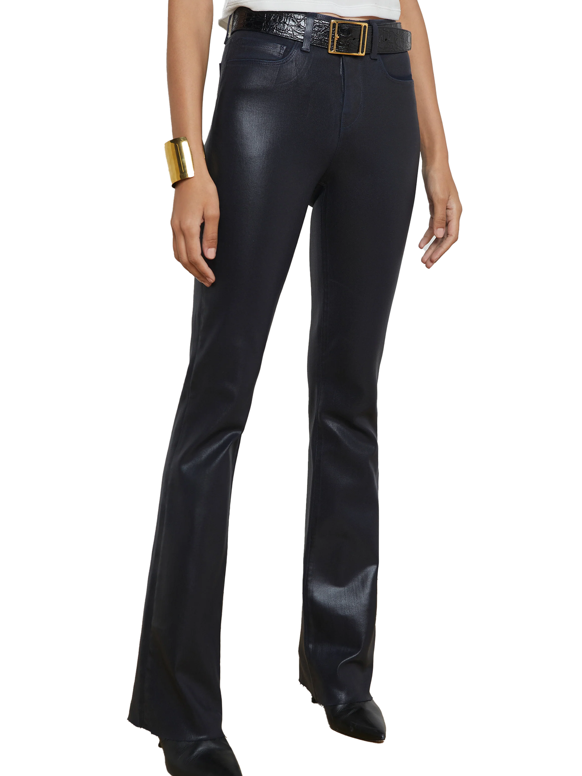 L&#39;AGENCE Ruth Coated Straight-Leg Jean