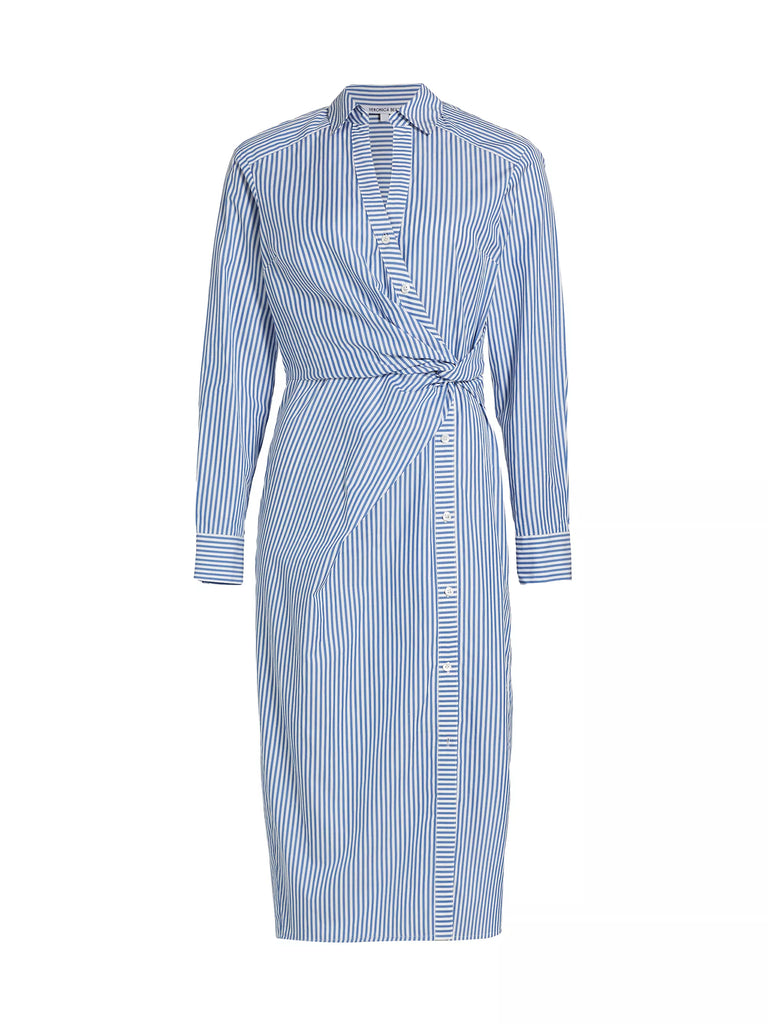 Veronica Beard Ruched sale stretch-cotton poplin midi dress