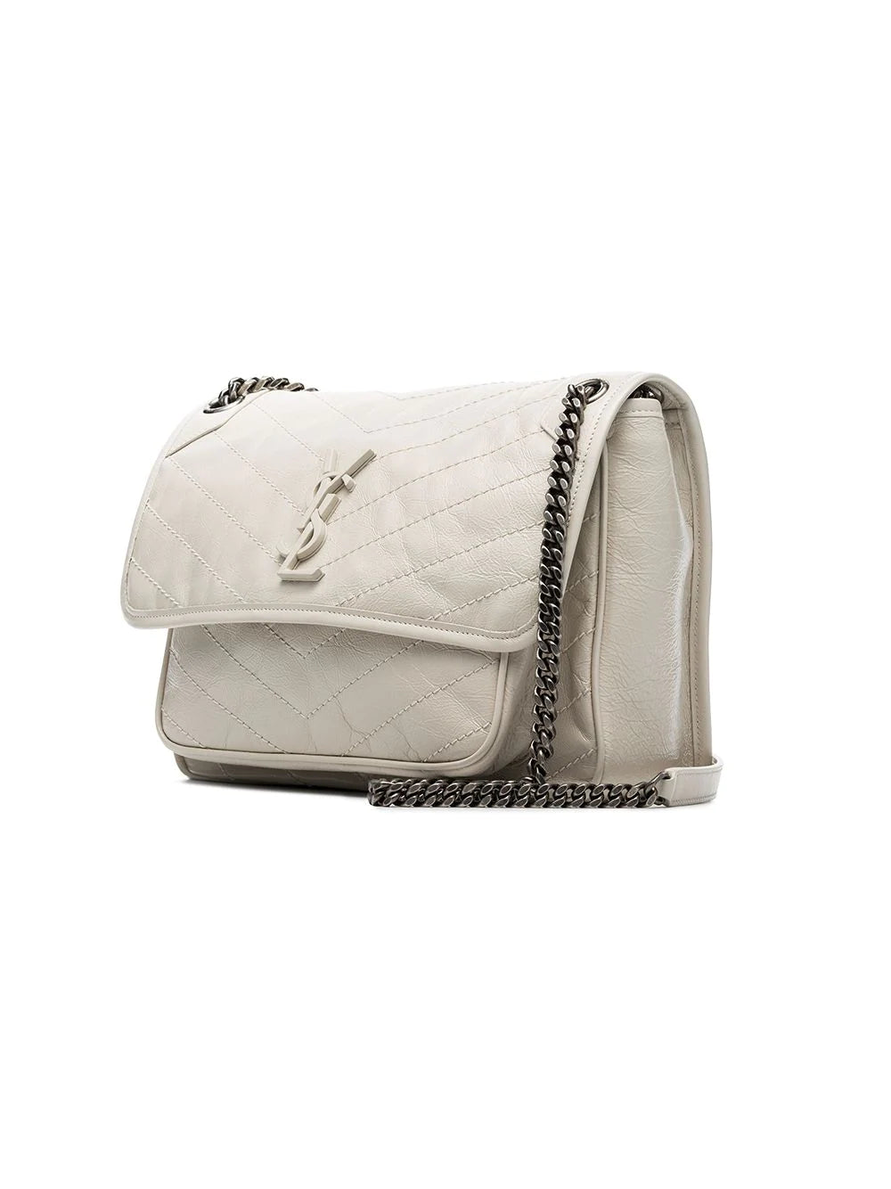 Niki Medium Leather Shoulder Bag in White - Saint Laurent