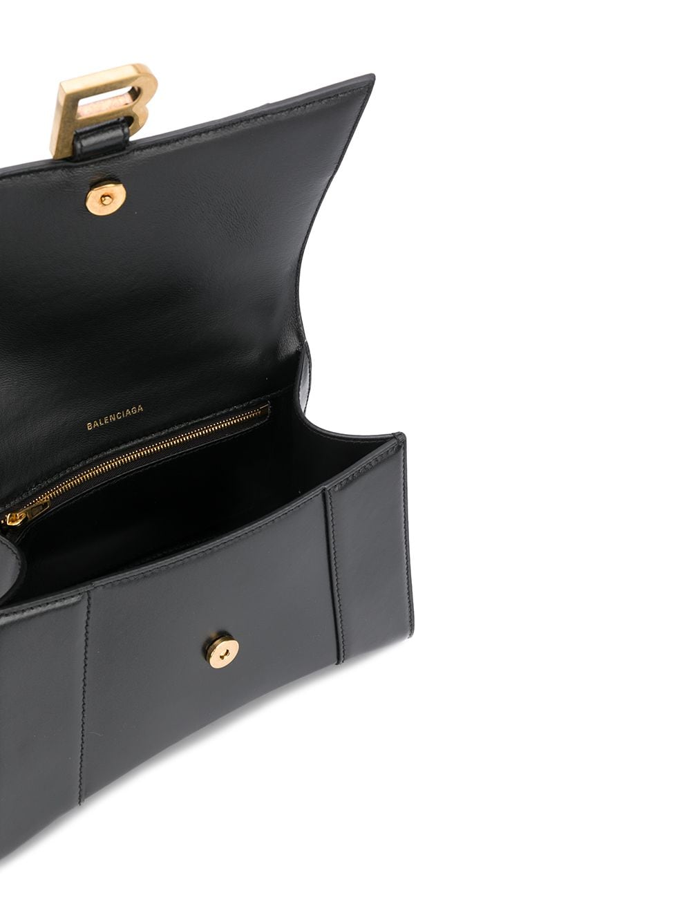Balenciaga Hourglass Wallet on Chain Black Glitter Clutch Shoulder Bag