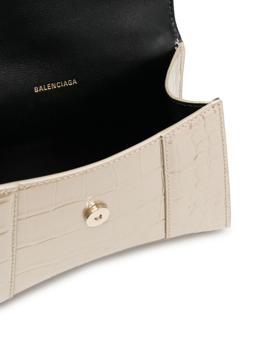 Balenciaga Hourglass Small Top Handle Bag Crocodile Embossed White in  Calfskin Leather with Silver-tone - US