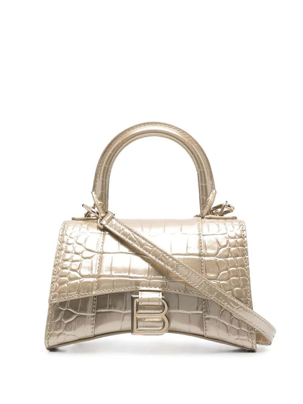 Shop Balenciaga Hourglass XS Handbag Crocodile Embossed