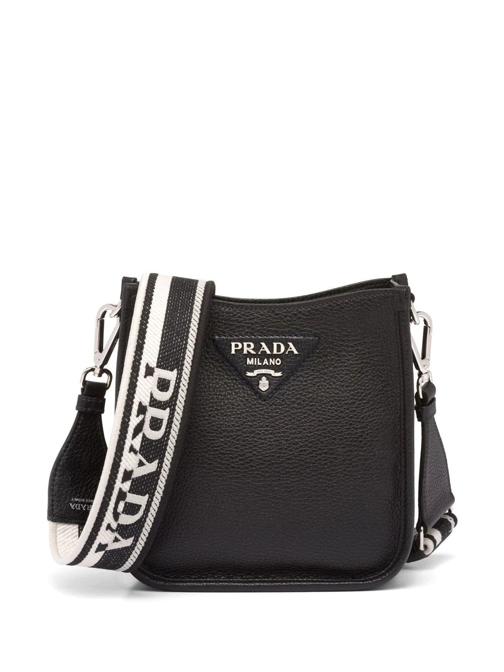 Prada Black Grace Lux Leather Triangle Crossbody Bag 1BH190 - Yoogi's Closet