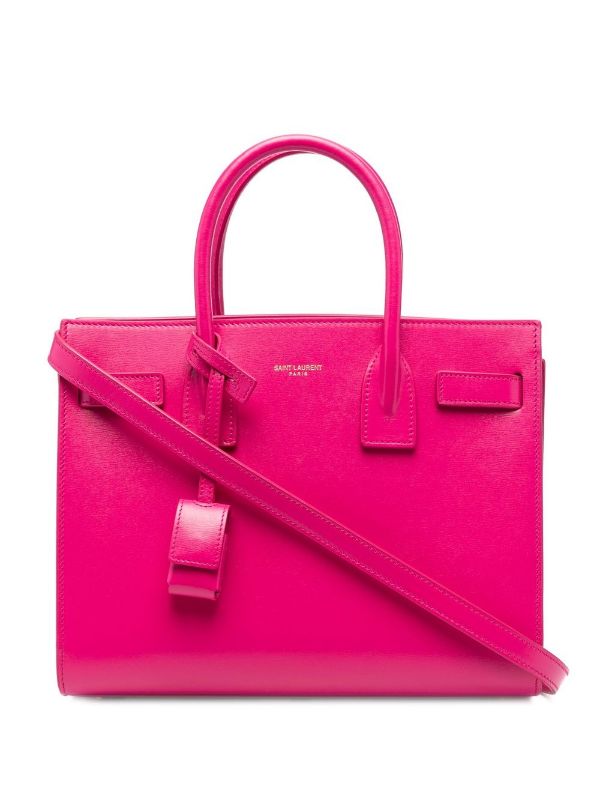 SAINT LAURENT Calfskin Crocodile Embossed Baby Sac De Jour Rose Antic  486639