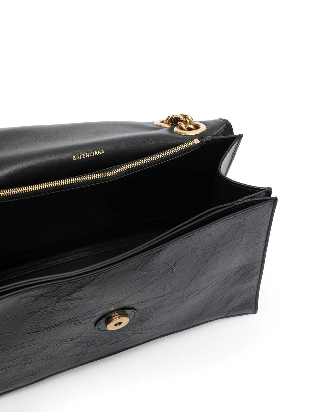 Balenciaga Crush Large Crinkled Leather Chain Shoulder Bag
