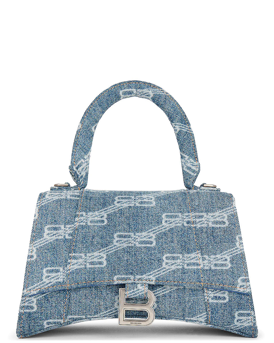 Buy Balenciaga Wo Small Hourglass Snakeskinembossed Leather Top Handle Bag   Blue At 30 Off  Editorialist